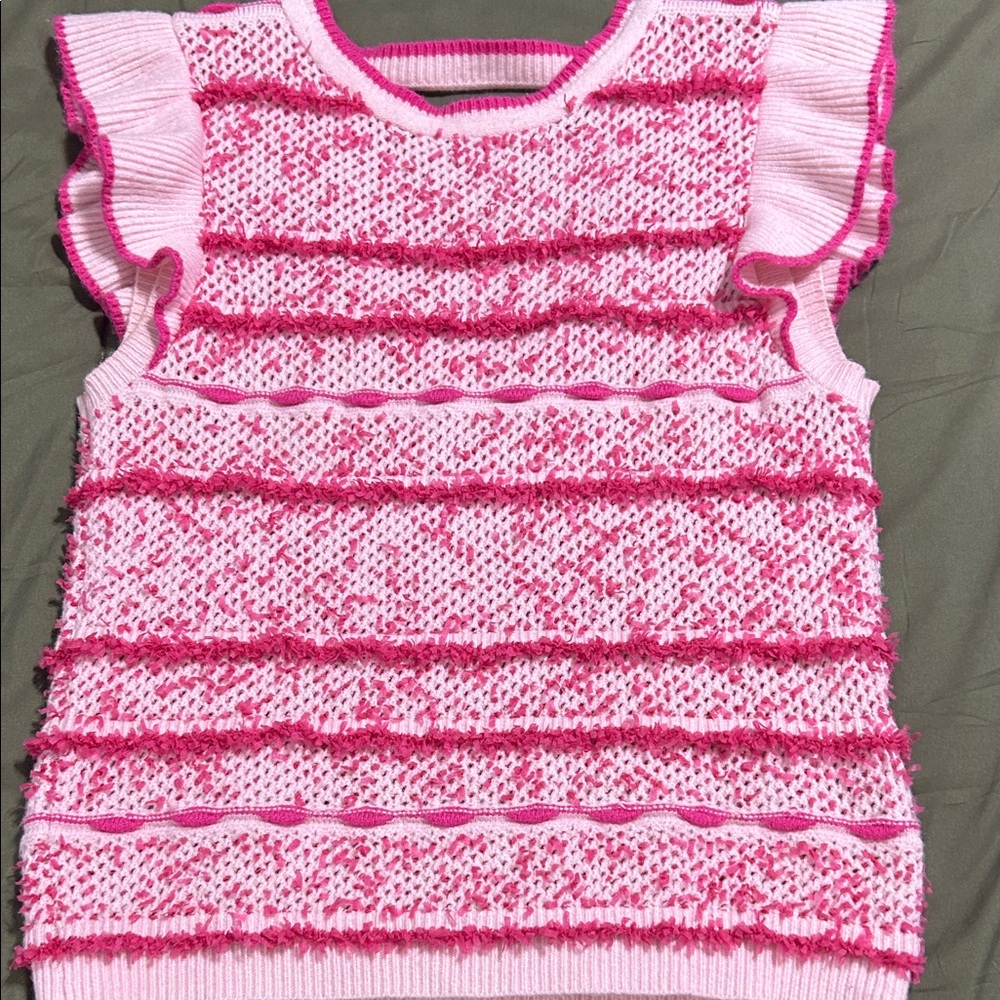 THML pink flutter sleeve sweater